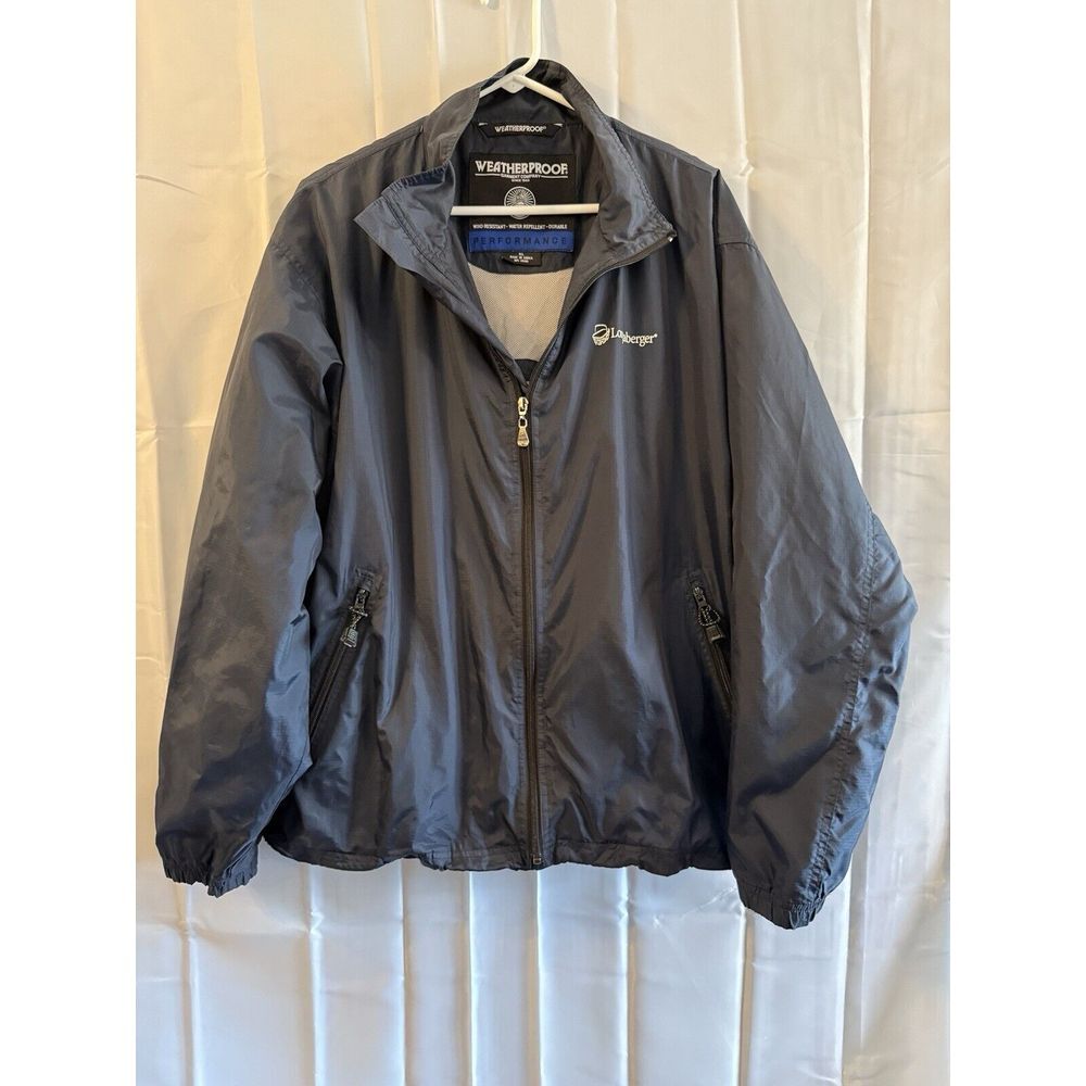 Vintage 90s Longaberger Mens Weatherproof XL Navy Jacket Folds Into A Bag Coat
